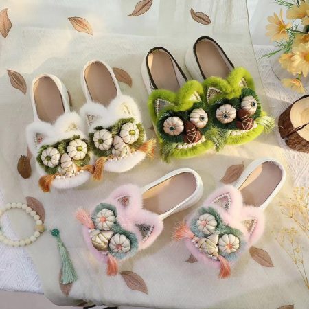 Chinese Guardian Tiger Slides | Thick-Sole Folk Embroidery Flats | Non-Slip Women's Cultural Slippers - 2024​