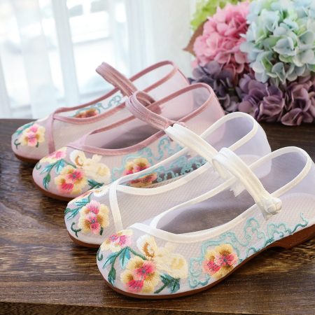Breathable Canvas Sandals | Low Heel Embroidered Flats for Women | Comfortable Student Summer Shoes | Student Minimalist Shoes​