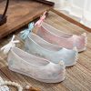 Ming Dynasty Hanfu Shoes for Women | Hand-Embroidered Swallow Design | Cloth Hidden Wedge Heel | Spring Hanfu Accessory & Daily Flat​